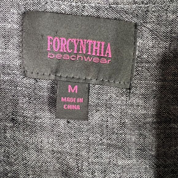 Forcynthia Beachwear Gray Tunic Cover Up Size M Linen Cotton Blend Pockets - Picture 6 of 9